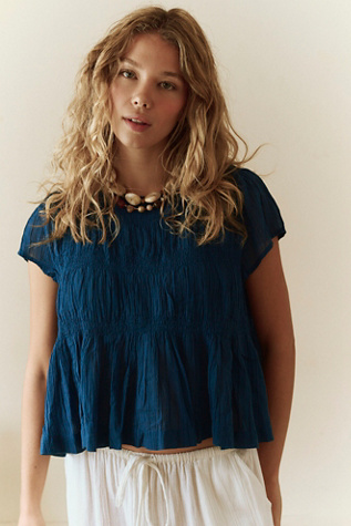 Aven Cotton Top by free-est at Free People in Blue, Size: XS