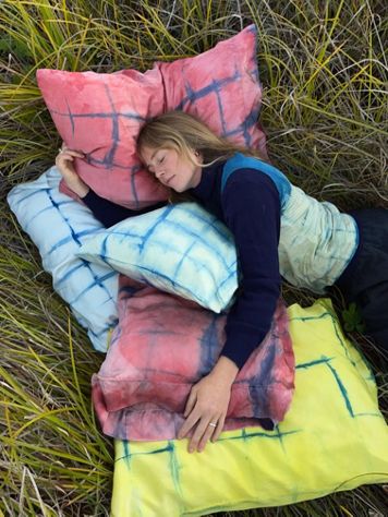 Meredith Brion Botanical Dyed Dream Grid Silk Pillowcase