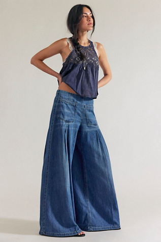 We The Free Plot Twist Pintuck Wide-Leg Jeans