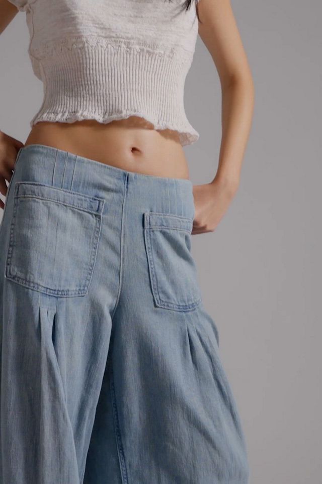 We The Free Plot Twist Pintuck Wide-Leg Jeans | Free People