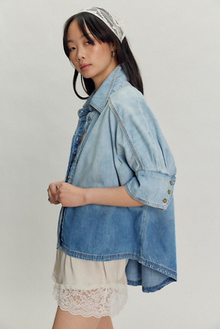 We The Free Seaside Denim Button Down at Free People in Blue, Size: M