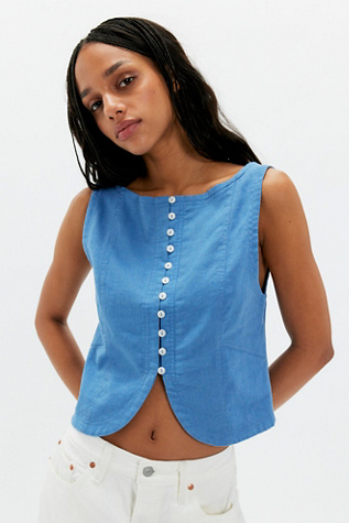 We The Free By The Sea Linen Tank