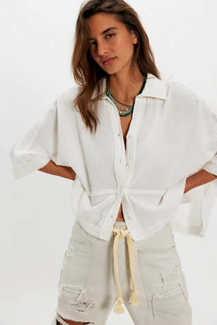 We The Free Happy Days Collared Top at Free People in White, Size: L