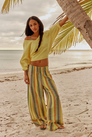 Day's End Linen Striped Pull-On Pants