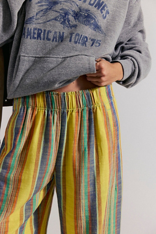 Женские брюки Free People Day's End Linen Striped Pull-On, цвет: Сливочный жёлтый комбинированный — фото 3