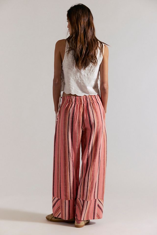Pantalon à enfiler en lin rayé Day's End #3