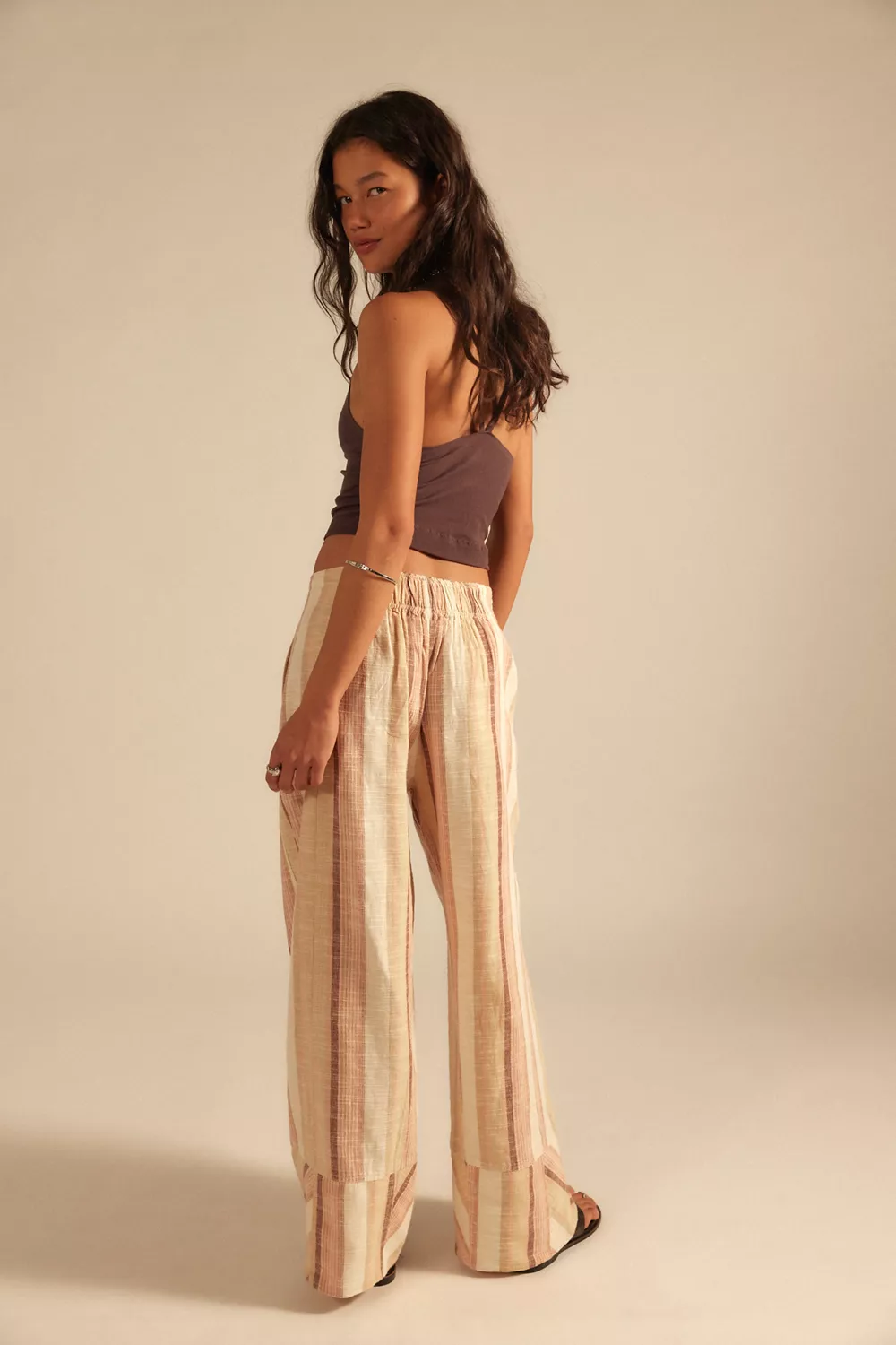 Day's End Linen Striped Pull-On Pants