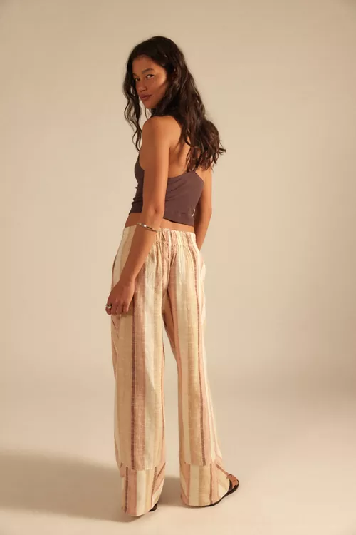 Day's End Linen Striped Pull-On Pants