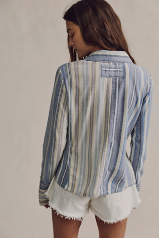 Женская рубашка We The Free Mallory Striped, цвет: Слоновая кость комбинированный — фото 3