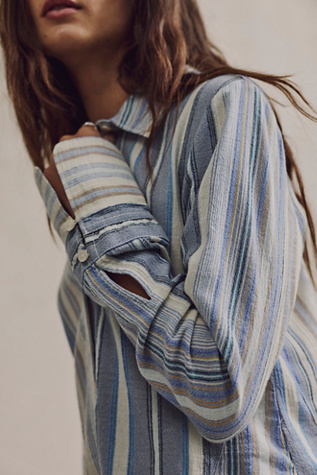 Женская рубашка We The Free Mallory Striped, цвет: Слоновая кость комбинированный — фото 5
