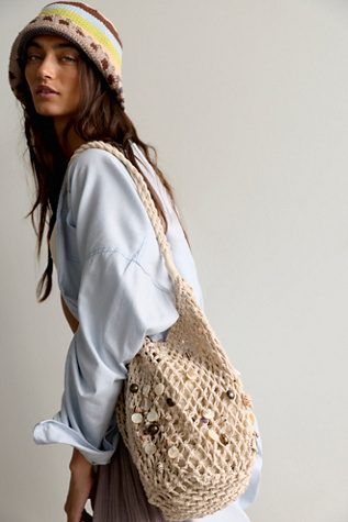 Isle Of Dream String Tote Bag by Free People in Tan