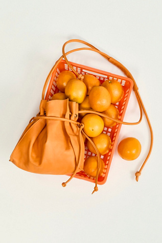 Lucy Leather Pouch Bag by Free People in Orange