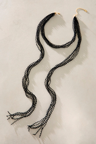 Kenzie Beaded Lariat Necklace at Free People in Black