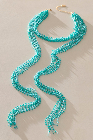Kenzie Beaded Lariat Necklace by Free People in Blue
