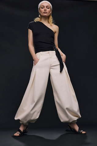 We The Free Essential Lotus Balloon Jeans at Free People in Ecru, Size: 31