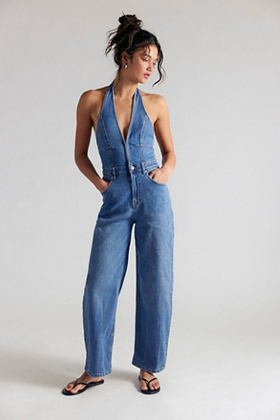 We The Free Lark Denim Jumpsuit at Free People in Medium Wash, Size: 25 S