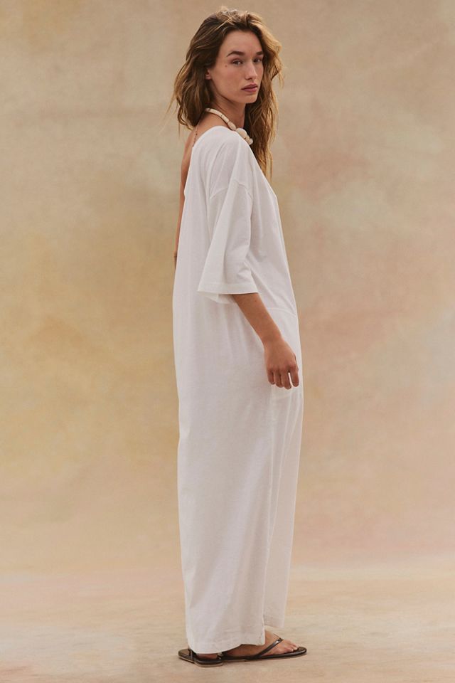 long cotton dress Yellow Cotton Poplin A-Line Deep Neck Maxi Tier Dress Custom Size (Free) / Regular (5'2