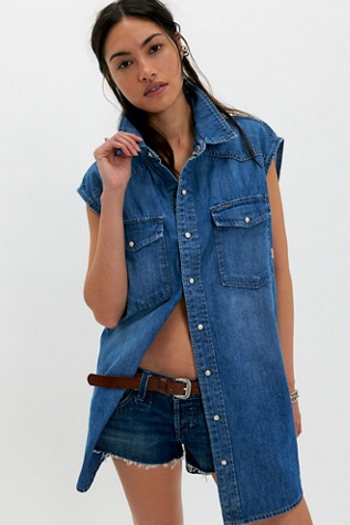 We The Free Sadie Denim Top at Free People in Blue, Size: S