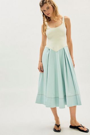 sachin and babi light blue dress Drop Waist Mix Media Midi Dress main image 1