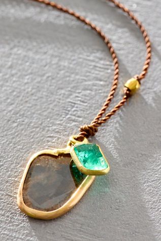 Collier tranche de diamant et émeraude Margaret Solow