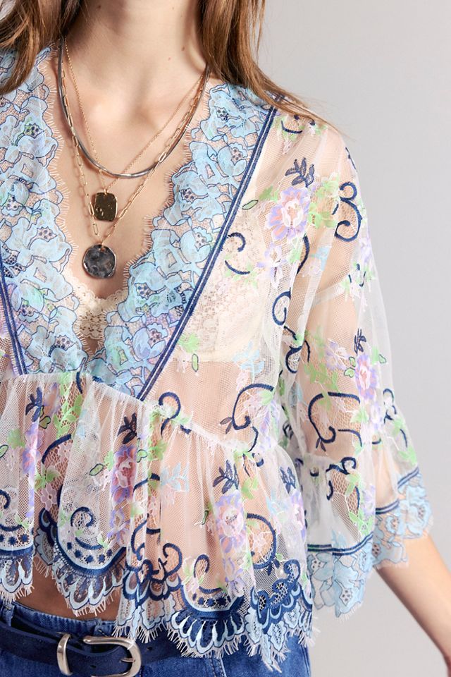 Anna Sui Lady Chatterley Lace V-Neck Blouse #3