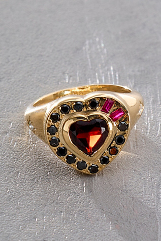 Женское кольцо Scosha The Corazon With Garnet, цвет: 14k Золотой / Чёрный — фото 3