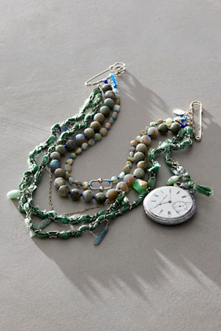 Broche Swag Montre Verte Vintage