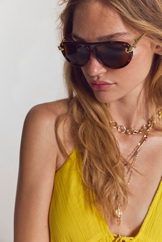 Solline Aviator Sunglasses by Free People in Brown