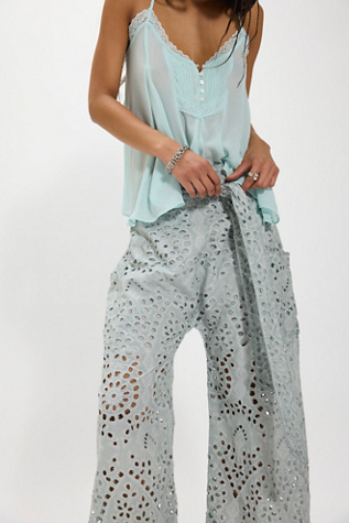 Starry Skies Eyelet Pull-On Harem Pants by Free People in Blue, Size: S