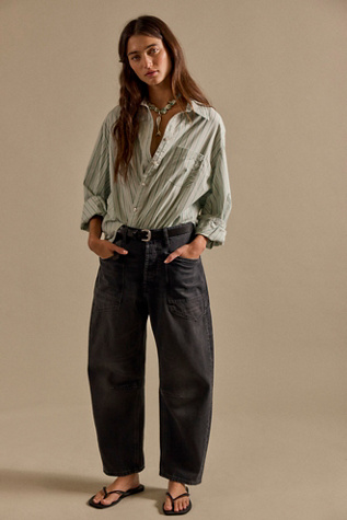 We The Free Minimalist Moxie Barrel Jeans at Free People in Storm, Size: 27