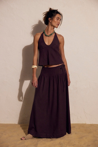 Free People Sandshell Linen Skirt Set