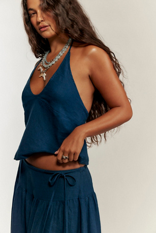 Sandshell Linen Skirt Set by free-est at Free People in Poseidon, Size: Large