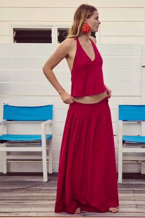 Sandshell Linen Skirt Set