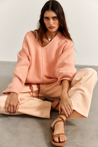 We The Free Monarch Pullover at Free People in Peach Puff, Size: XS