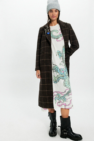 Magnolia Pearl Spirit Dragon T-Shirt Midi Dress at Free People in White