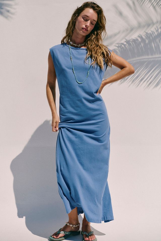 knee length dresses for ladies Daphne Jersey Maxi Dress-Dawn Blue, Paisley Posy