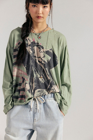 Magnolia Pearl AC/DC Rock N’ Roll Viggo Long Sleeve Tee at Free People in Green