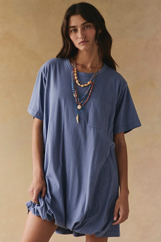 Shorebound Cotton-Jersey Mini Dress by free-est at Free People in Blue, Size: S