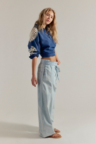 On The Dock Fisherman Pull-On Jeans by We The Free at Free People in Light Wash, Size: XS/S