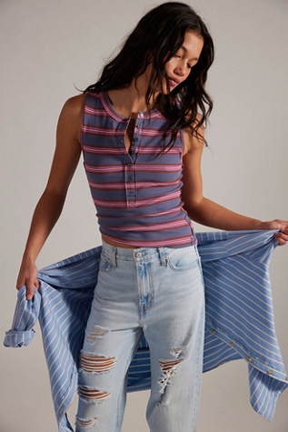 Jamie Henley Striped Tank Top by We The Free at Free People in Navy Combo, Size: XS