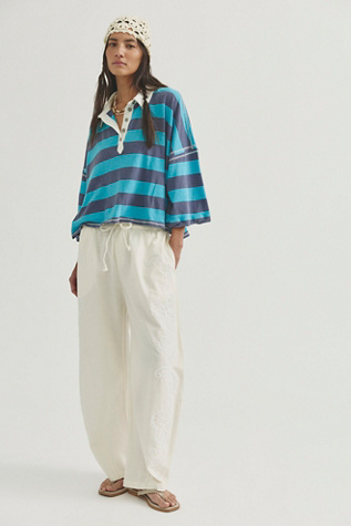 Женская футболка We The Free Auggie Oversized Polo Tee, цвет: Ночной теневой — фото 3