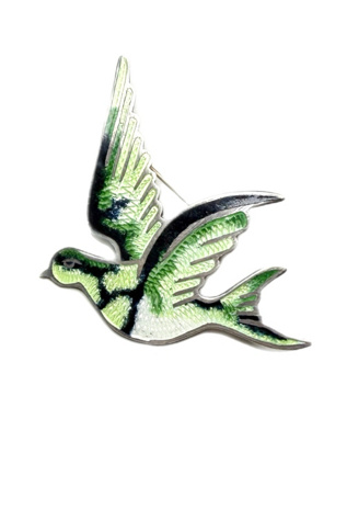 Vintage Sterling + Enamel Swallow Pin Bird Brooch Selected by Lux Revival