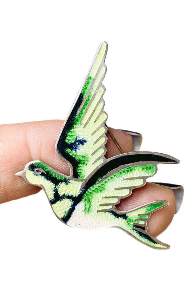 Vintage Sterling + Enamel Swallow Pin Bird Brooch Selected by Lux Revival #3