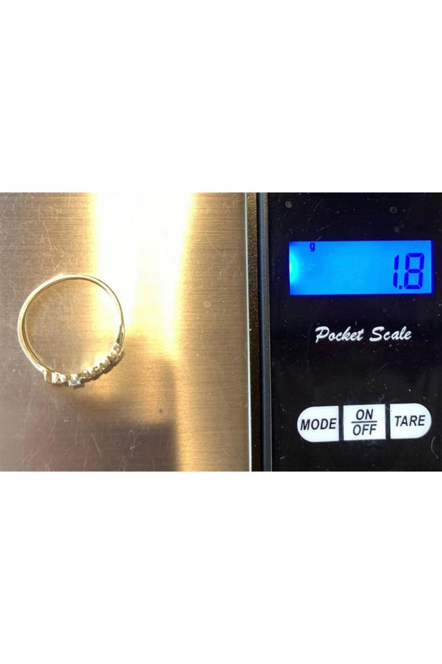 Vintage 14k Gold “Love” Ring with Diamond Chip Selected by Lux Revival #3