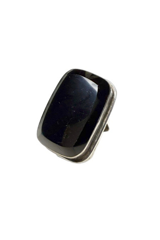 Vintage Sterling Silver + Faceted Onyx Ring Selected by Lux Revival