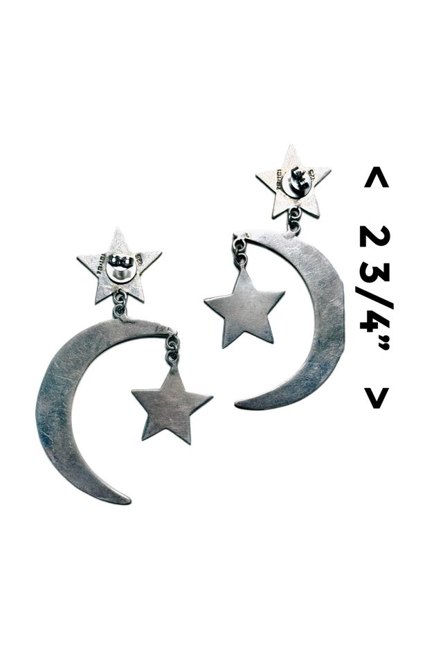 Vintage Sterling Silver Moon + Star Dangle Earrings Selected by Lux Revival #2