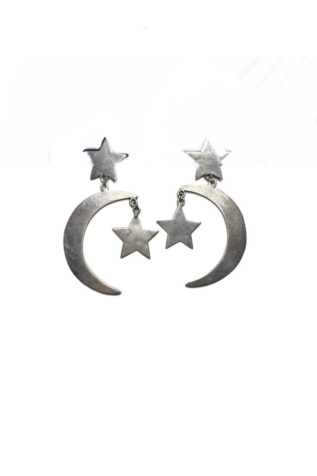 Vintage Sterling Silver Moon + Star Dangle Earrings Selected by Lux Revival #3