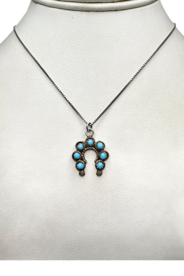 Vintage Sterling Horseshoe Necklace with Gemstones Selected by Lux Revival #2