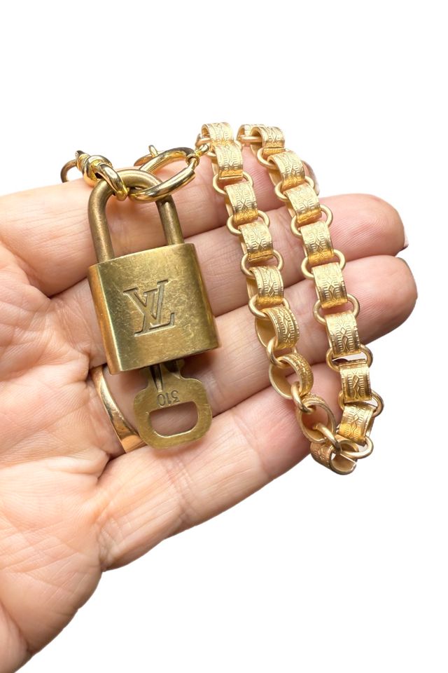 Vintage 1990s LV Padlock + Key with Bookchain Necklace Selected by Lux Revival #1