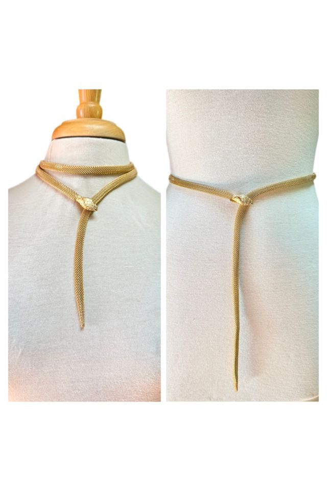 Vintage 1990s Gold Mesh Snake Necklace or Belt Selected by Lux Revival #1